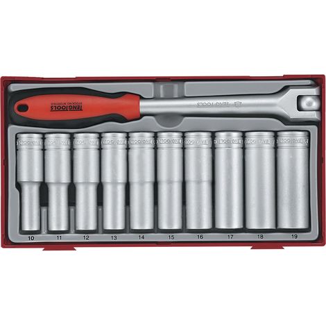 Jeu de douilles longues TT1 tray 1/2 10-19mm 11 pièces 12 pans Teng Tools TT1211 (1/2)