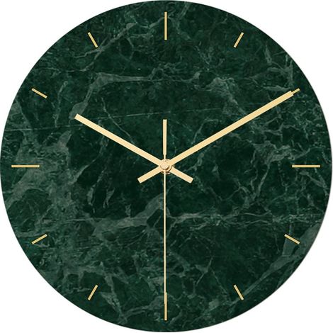 Horloge Murale Ronde - Verre Acrylique Imprimé Marbre - Silencieuse Sans Tictac - Pour Salon Chambre Bureau - 30 Cm - 1 Pièce (1/5)