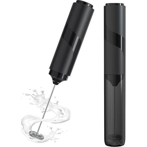 Mousseur à lait Tige / Mousseur à lait Électrique Portable avec couvercle Mélangeur de boissons Balai à café Batterie pour latte, thé Matcha (1/5)