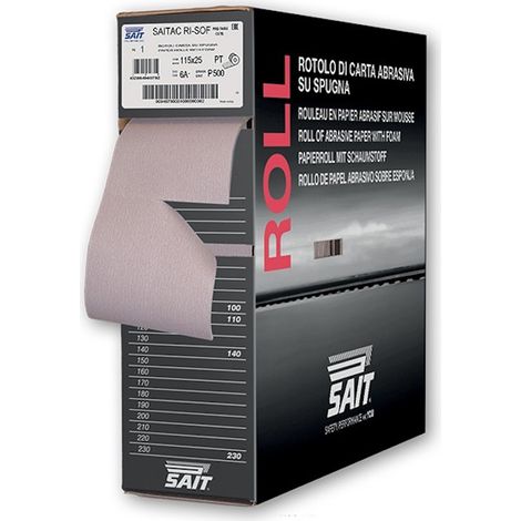 SAITAC RI-SOF 6A Rotolo industriale di carta abrasiva su spugna 115 x 25 m