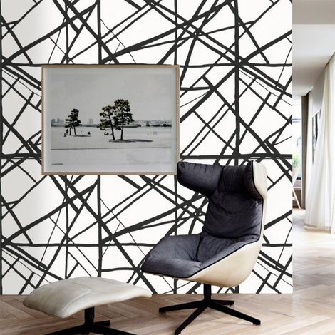 Moderne abstrakte Tapete Sumi Schwarze Streifen