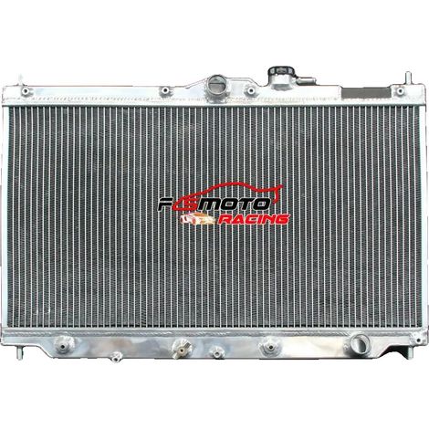 Radiador de aluminio, tamaño del núcleo 350 mm x 668 mm x 26 mm, tamaño total 478 mm x 692 mm x 90 mm, compatible con sedanes medianos 1990-1993 y autos deportivos compactos 1992-1996, entrada/salida  (1/2)