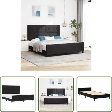 vidaXL Kopfteil - Boxspringbett mit Kopfteil Schwarz 180 x 200 cm Samt (1/5)