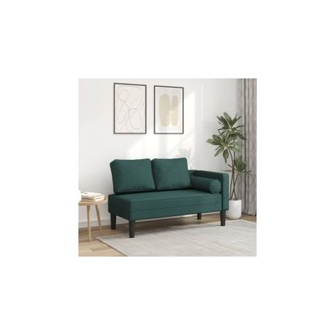 Chaise longue avec coussins vert foncé tissu (1/5)