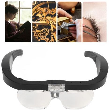 Headband Adjustable Magnifier LED White Light 4 Interchangeable Lenses Head Mount Magnifier for Watch Repair Crafts,DUBUNS (1/5)