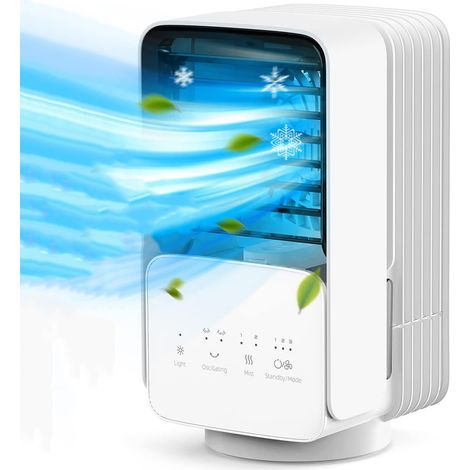Tonchean – Climatiseur mobile silencieux 4 en 1 – Refroidisseur d'air, ventilateur, humidificateur – Réservoir 700ml, 3 vitesses, oscillation 120°