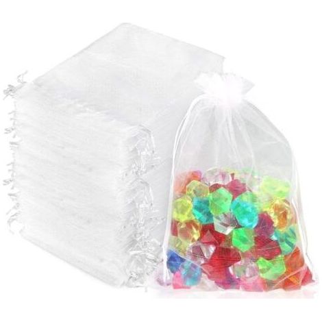 Lot de 100 sachets en organza - 13 x 18 cm - Sacs cadeaux pour fêtes, mariages, sachets à bijoux, sacs à bonbons et trousses de maquillage (blanc - 13 x 18 cm) (1/5)