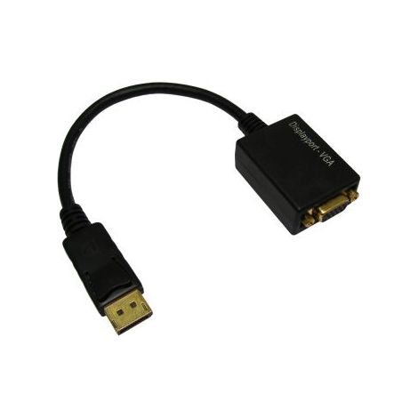 Câble DisplayPort RS PRO, DisplayPort/ VGA M /F en 150mm Noir ( Prix pour Boîte de 5 )