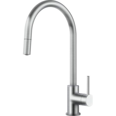 Systemceram Küchenarmatur Fresh mit herausziehbarem Auslauf Edelstahlfinish (1/2)