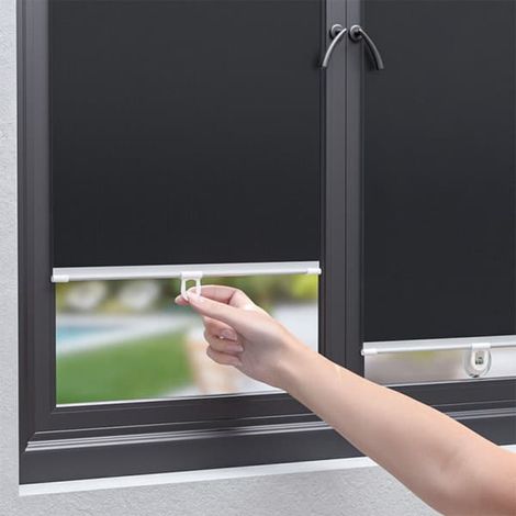 Store enrouleur à ventouses sans vis 40 cm x 125 cm – Rideau occultant en PVC noir pour balcon, chambre et bureau, protection UV à 99 % et isolation thermique (1/5)