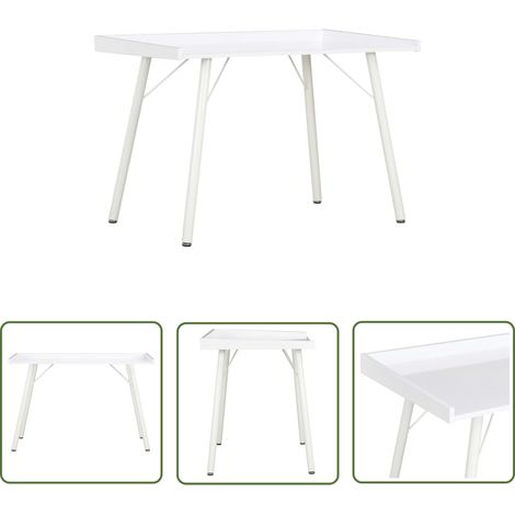 The Living Store Bureau Blanc 90x50x79 cm - Bureau Blanc - Bureau Informatique - Bureau D'angle - Meuble De Bureau - Bureau Compact (1/5)