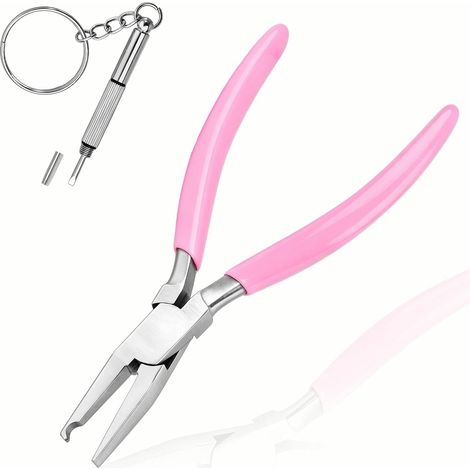 Pince à Lunettes pour Ajustage Tige de Plaquette Nasale, 15cm Avec Ressort, Inox, Kit Réparation avec Mini Tournevis, Rose (1/5)
