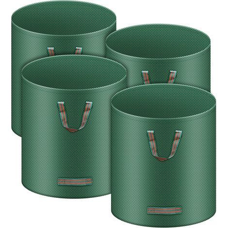 4 x reißfeste Gartensäcke, 272 l Gartenabfallsäcke, freistehend, großer Sack mit Griffen, wasserdicht, faltbar und wiederverwendbar, Gartenpflanzensack 150 g/m² (4) (1/5)