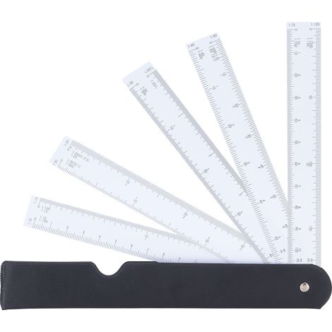 Règle d'architecte pliante en éventail Outil de mesure multi-échelle précis pour dessin technique et design d'intérieur (1/4)