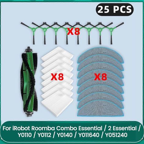 Hauptseitenbürstenfilter für iRobot Roomba Combo Essential/2 Essential/Y0110/Y0112/Y0140/ Y011640/