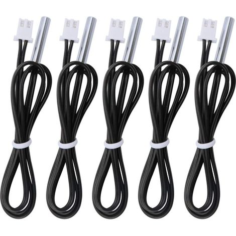 5 pièces Sonde de température 10k B3950, Capteur de température -25 à 125 degrés Celsius, 0,5 mètre sonde de capteur de température NTC Sensible en Acier Inoxydable de 1,64 Pieds