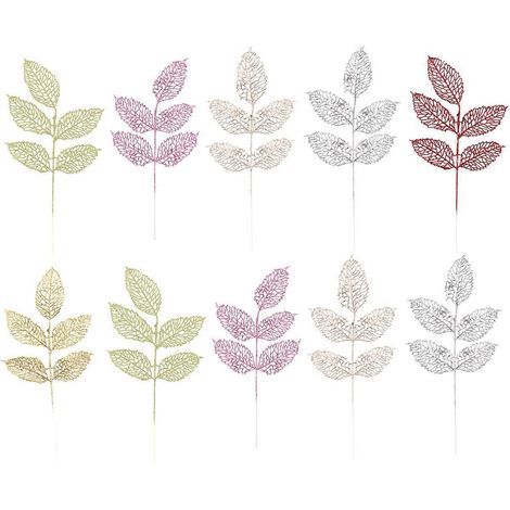 Lot de 10 décorations de Noël artificielles : roses et feuilles à suspendre au sapin.-26x21x0.5cm-Red