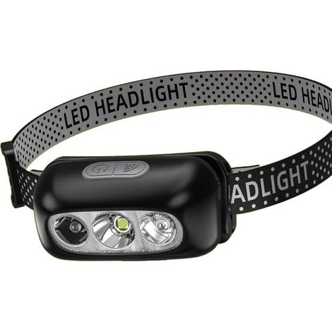 Lampe frontale ultra-lumineuse avec longue autonomie, lampe torche rechargeable à capteur haute intensité montée sur bandeau (feux de route - 39800W) (1/5)