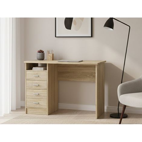 Dmora Schreibtisch mit vier Schubladen, Eichenfarbe, 110 x 76 x 48 cm (1/5)
