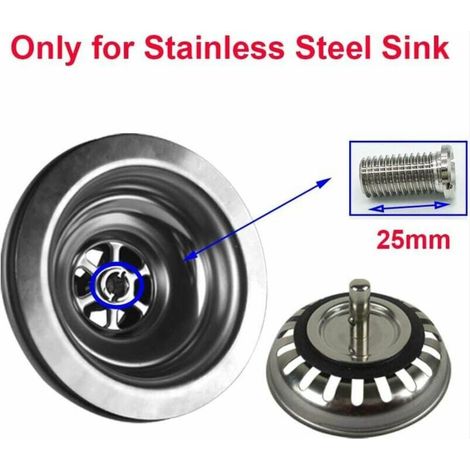 Bonde d'évier sans trop-plein panier en acier inoxydable ø 110 mm 1½, Inox + ABS, Bonde + Panier (1/4)