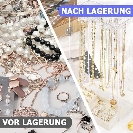Porte-Bijoux en Acrylique: 24 Support Rotatif Transparent Porte-Collier en Acrylique, pour Bracelets, Boucles D'Oreilles - Rangement Collier (1/2)