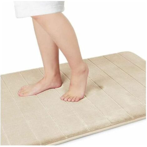 Badezimmer mat, large size, 60 x 90 cm, Badematte aus Memory-Schaum, weich und bequem, super Wasseraufnahme, rutschfest, dick, maschinenwaschbar, trocknet schneller (1/4)
