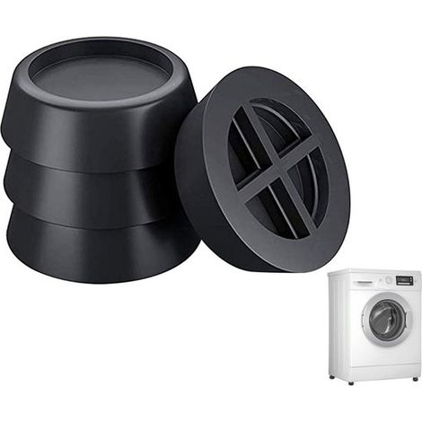 Amortiguador de vibraciones para lavadora, Goma antideslizante, Patas para lavadora y secadora, Juego de 4 piezas, Negro (1/5)