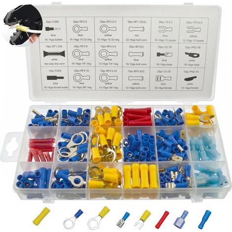 Surtido de TERMINALES para cables Conexiones aisladas para crimpado cables, 360 piezas (1/5)
