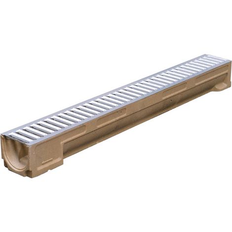 ACO – Caniveau en béton polyester 1m – Grille galvanisée amovible sans vis – Classe de résistance A15 – Pour évacuation eaux pluviales (1/4)