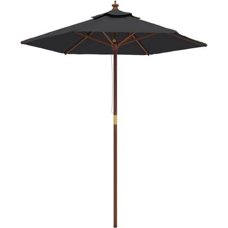 Parasol de jardin, poteau en bois noir, 196 x 231 cm (1/5)