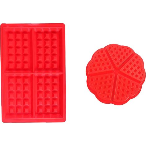 Moule À Gaufres - Moule À Gâteaux En Silicone - Pour Four Micro-ondes Réfrigérateur Lave-vaisselle - Carré Et Ronde - 2 Pièces (1/5)