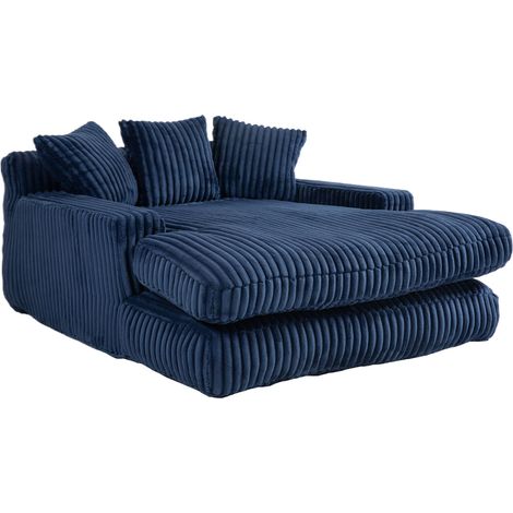 Chaise longue de cordón azul marino con 3 cojines 125 x 155 x 63 cm (1/5)