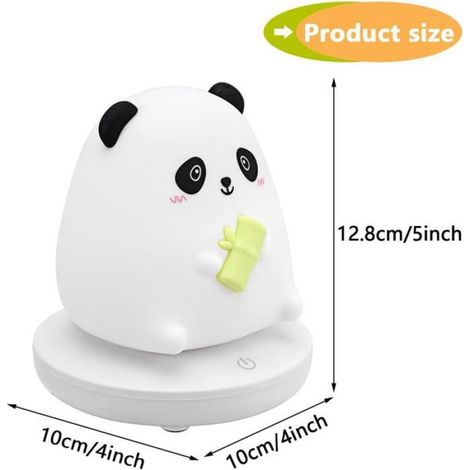 Veilleuse LED enfants, veilleuse panda mignon, veilleuse en silicone souple avec capteur tactile, lampe LED portable en silicone (1/4)
