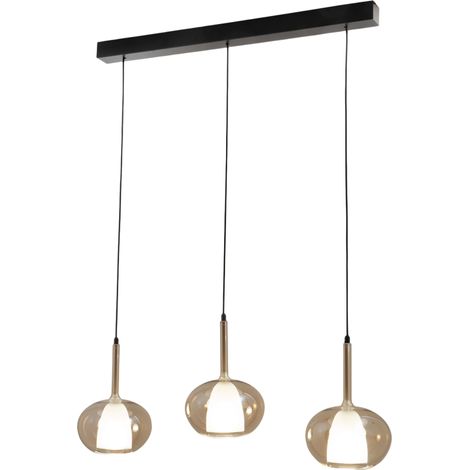Suspension Edolo en métal et verre borosilicate ambré, 3 ampoules E27 40 W, IP20, design élégant pour la décoration intérieure - Edolo (1/3)