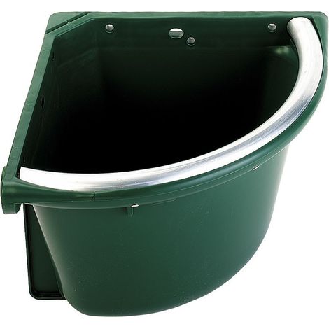 Comedero Esquinero para Caballos 20L, Borde Antidesperdicio de Metal Galvanizado, Tapa - Comedero para Caballos