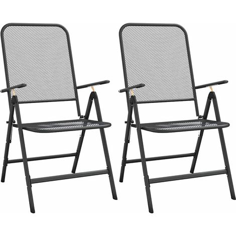 Maison Exclusive - Klappbare Gartenstühle 2 Stk. Streckgitter Ant (1/5)