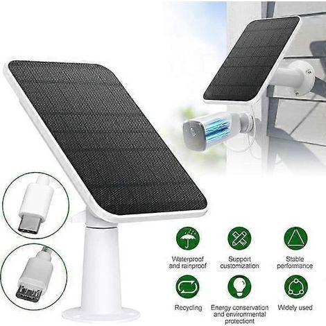 Panneau solaire 4W pour caméra Eufy Eufycam 2/2 Pro/2C/2C Pro/E. fixation murale. câble d'alimentation de 3 m. blanc. 1 pièce (1/5)