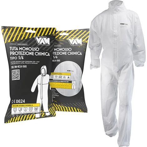 Tuta Monouso Cat III Tipo 5B-6B con Cappuccio Non Indicato L