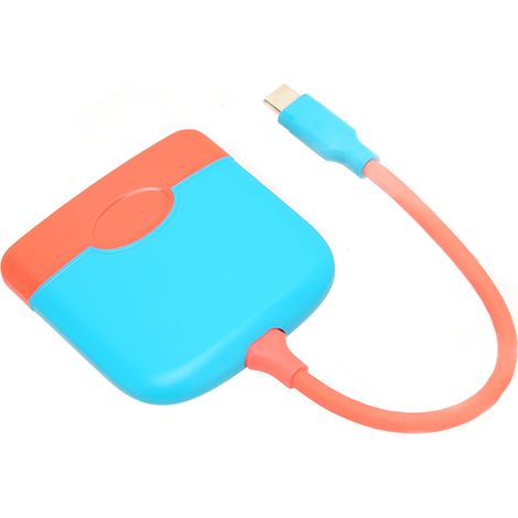 Adaptateur 3 en 1 USB-C vers interface multimédia HD, adaptateur multiport USB-C vers USB-C USB 3.0 compatible avec les appareils de type C, bleu et rouge. (1/5)