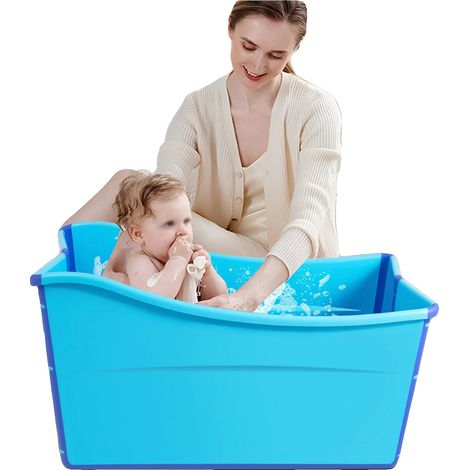 Bañera plegable, diseño portátil, cojín cómodo, azul. (1/5)