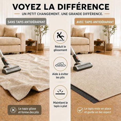 sous Tapis Antidérapant 180x270cm PVC Noir