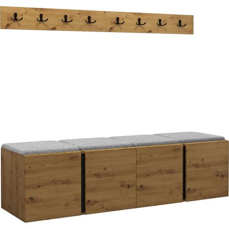 Conjunto para recibidor Pinis VII, Roble Artisan, 0x0x0cm, Tapiz, Aglomerado laminado, Colocada, Montada en la pared