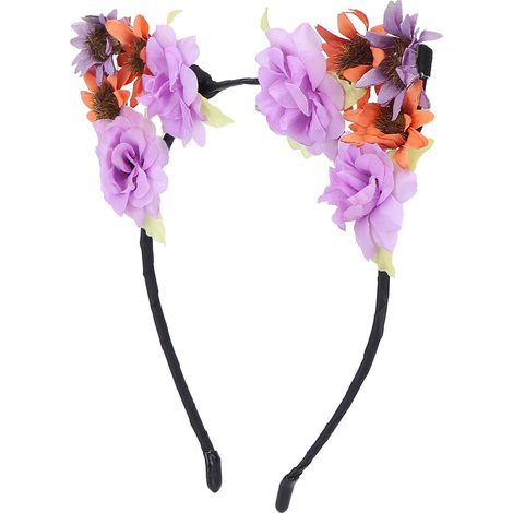 Bandeau Cheveux Tournesol Violet Orange pour Femmes et Enfants Accessoire Tête Fleuri (1/5)