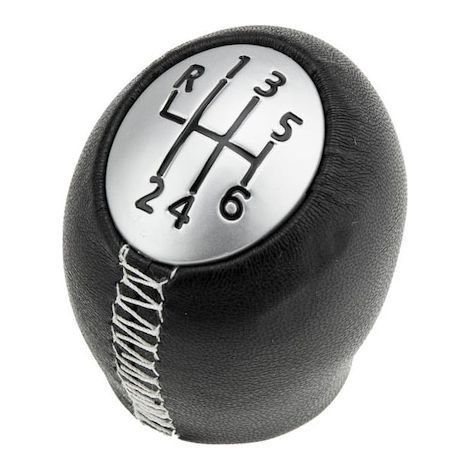 Pomello del cambio con cuciture bianche, 6 marce, compatibile con Renault Megane II, Laguna, Kangoo, Twingo, Modus, Clio, Scenic