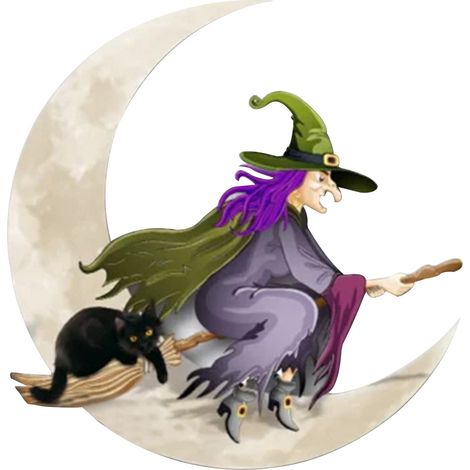 Une figurine de sorcière d'Halloween suspendue à la lune, en fer forgé et métal, une décoration murale ornée de silhouettes. (1/3)