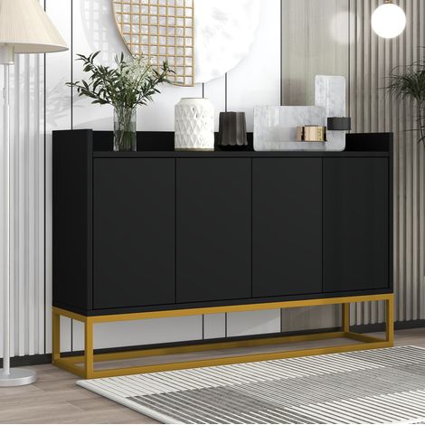 Aparador salón con almacenaje blanco y metal moderno OKMYHOME (1/5)