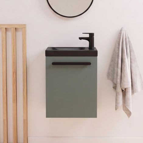 Nevada Wand-Handwaschbecken-Set mit schwarzem Wasserhahn
