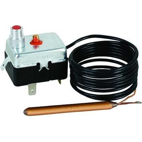 Aquastat de sécurité 110°C – Réarmement manuel – Bulbe 6,5mm – Capillaire 1500mm – Thermostat pour chaudière – TG