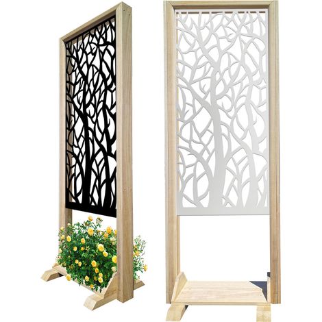 FORESTA - Separè - Paravento modulabile - 70x190cm - in Legno e PVC - Colore: bianco (1/4)