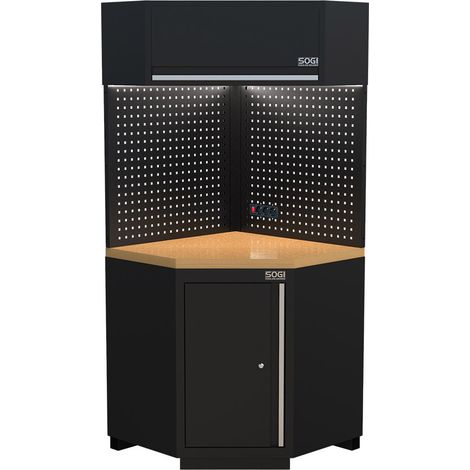 Angolo completo autoportante in lamiera SOGI ARR-OFF-ANG-L per officina e garage - piano in legno - 810x810x2000 mm (1/2)